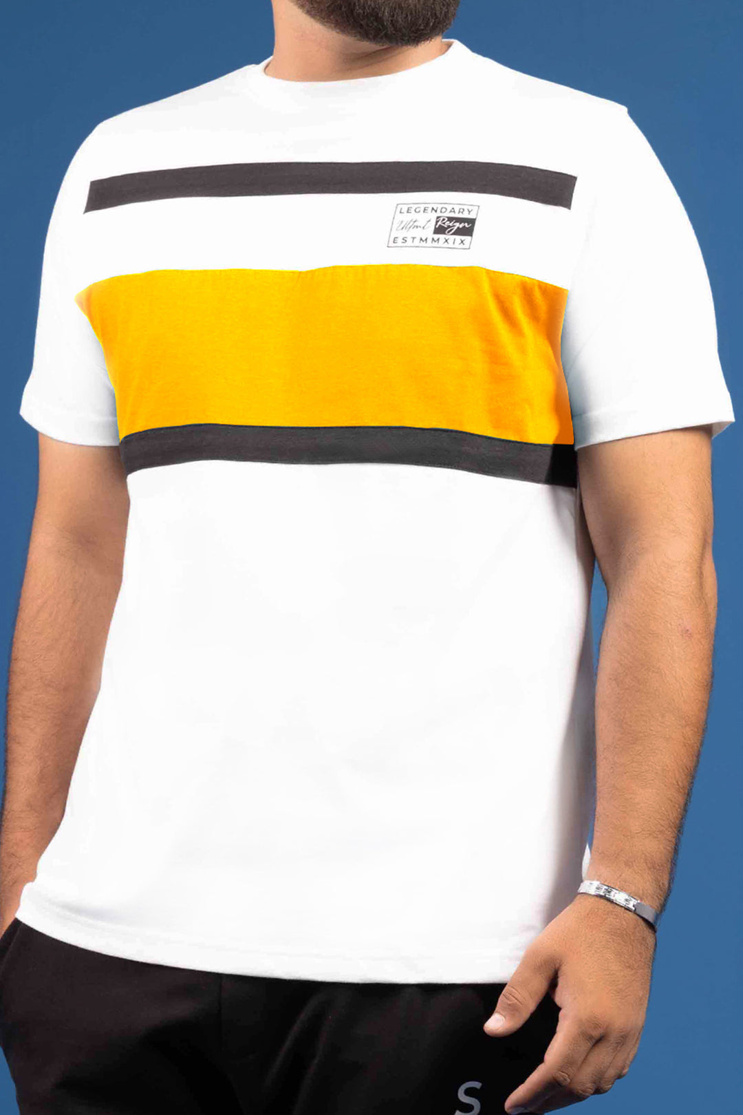 Legendary White & Yellow Color Block T-Shirt - S23 - MT0304R