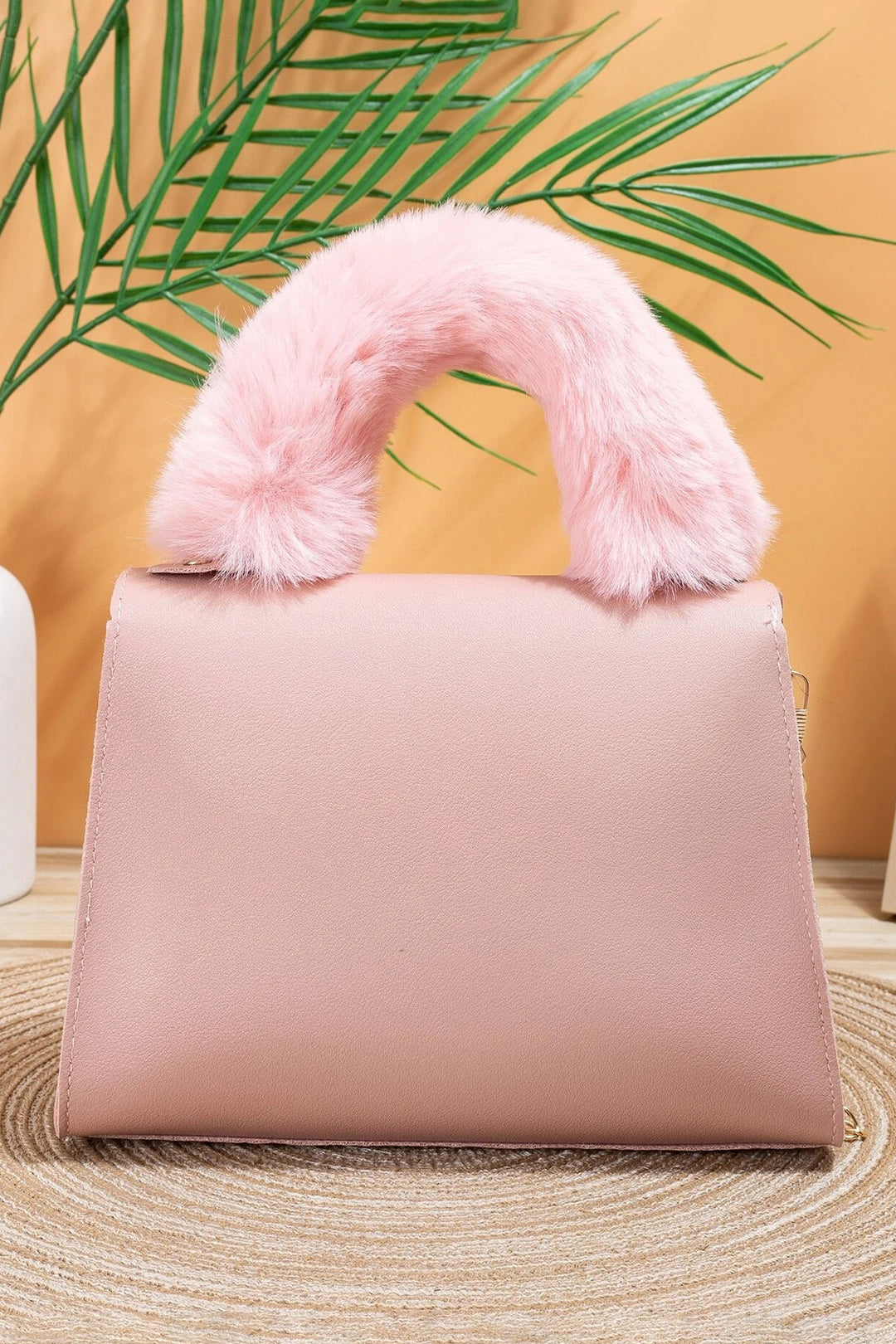 Pink Plush Handle Bag - A23 - WHB0050