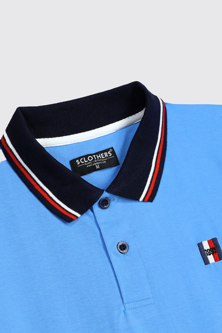 Polo Blue Contrast Tipped Collar Polo Shirt (Plus Size) - A23 - MP0215P