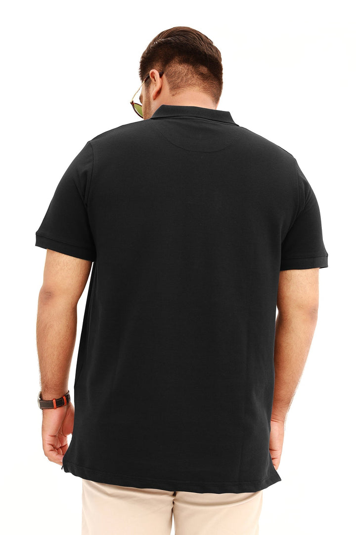 Pack of 3 Jet Black Embroidered Polo Shirt (Plus Size) - A23 - MP0400P