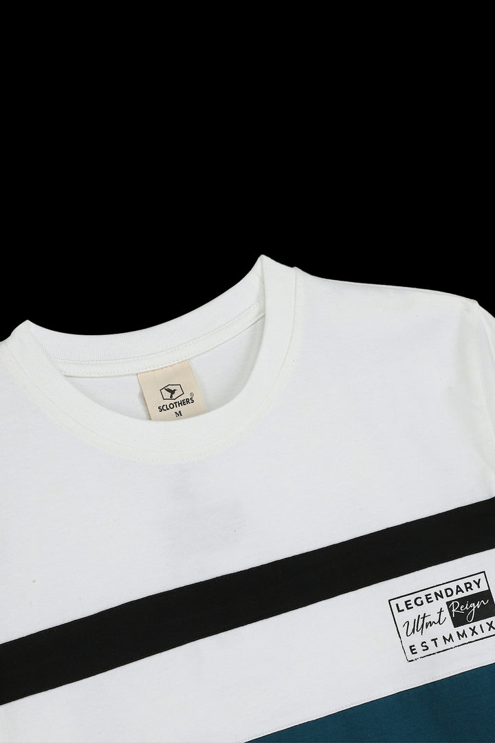 Legendary White & Green Color Block T-Shirt - S23 - MT0305R