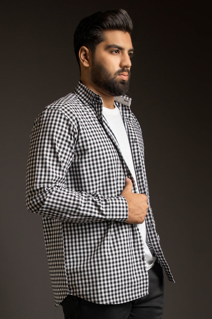 Black and White Checkered Shirt (Plus Size) - W23 - MS0077P