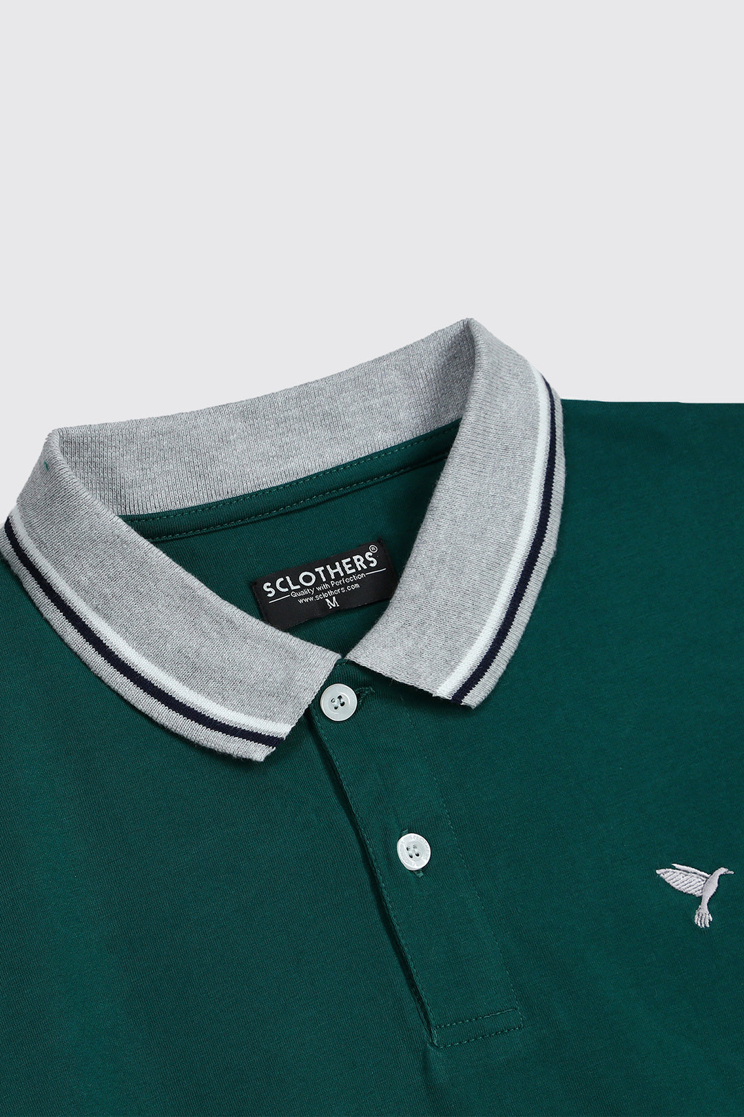 Teal & Heather Grey Tipped Collar Shirt - A23 - MP0214R