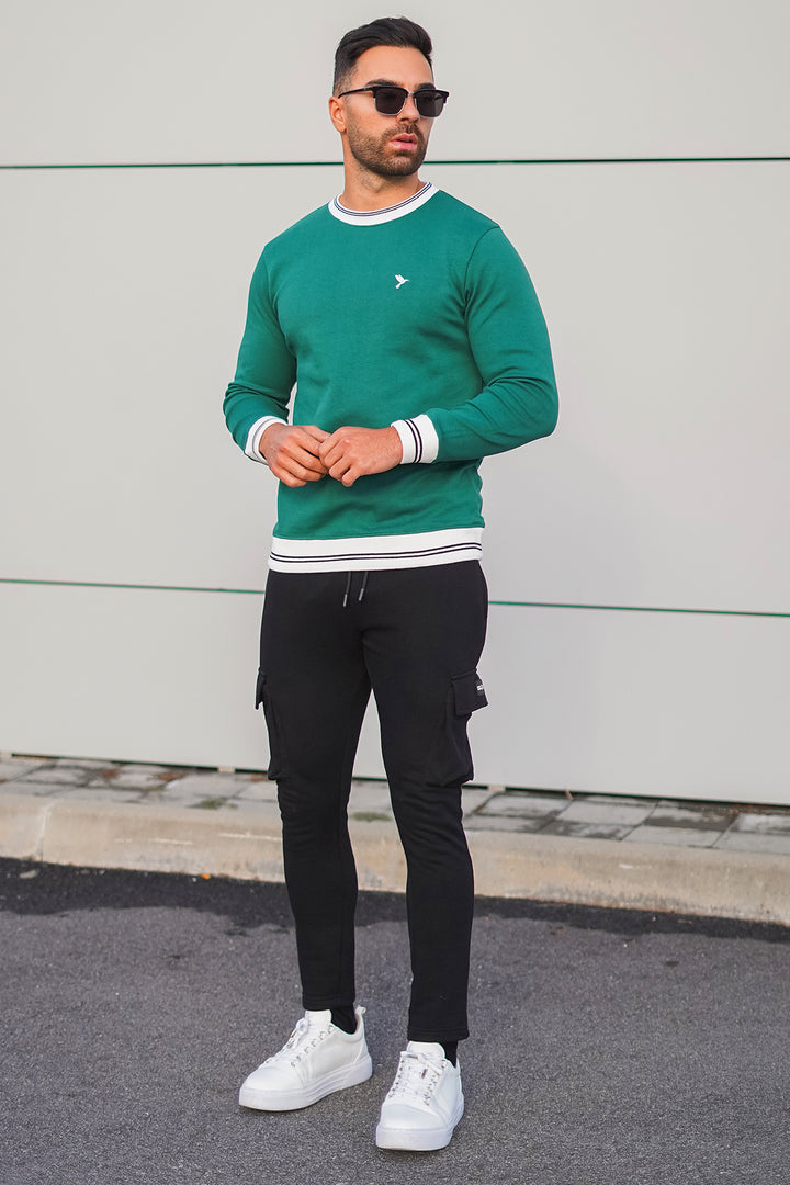 Caribbean Green Yarn Dyed Rib Sweatshirt - W23 - MSW076R