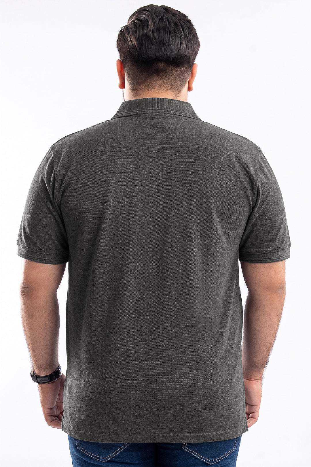Charcoal Pique Quarter Zip Polo Shirt (Plus Size) - S26 - MP0630P