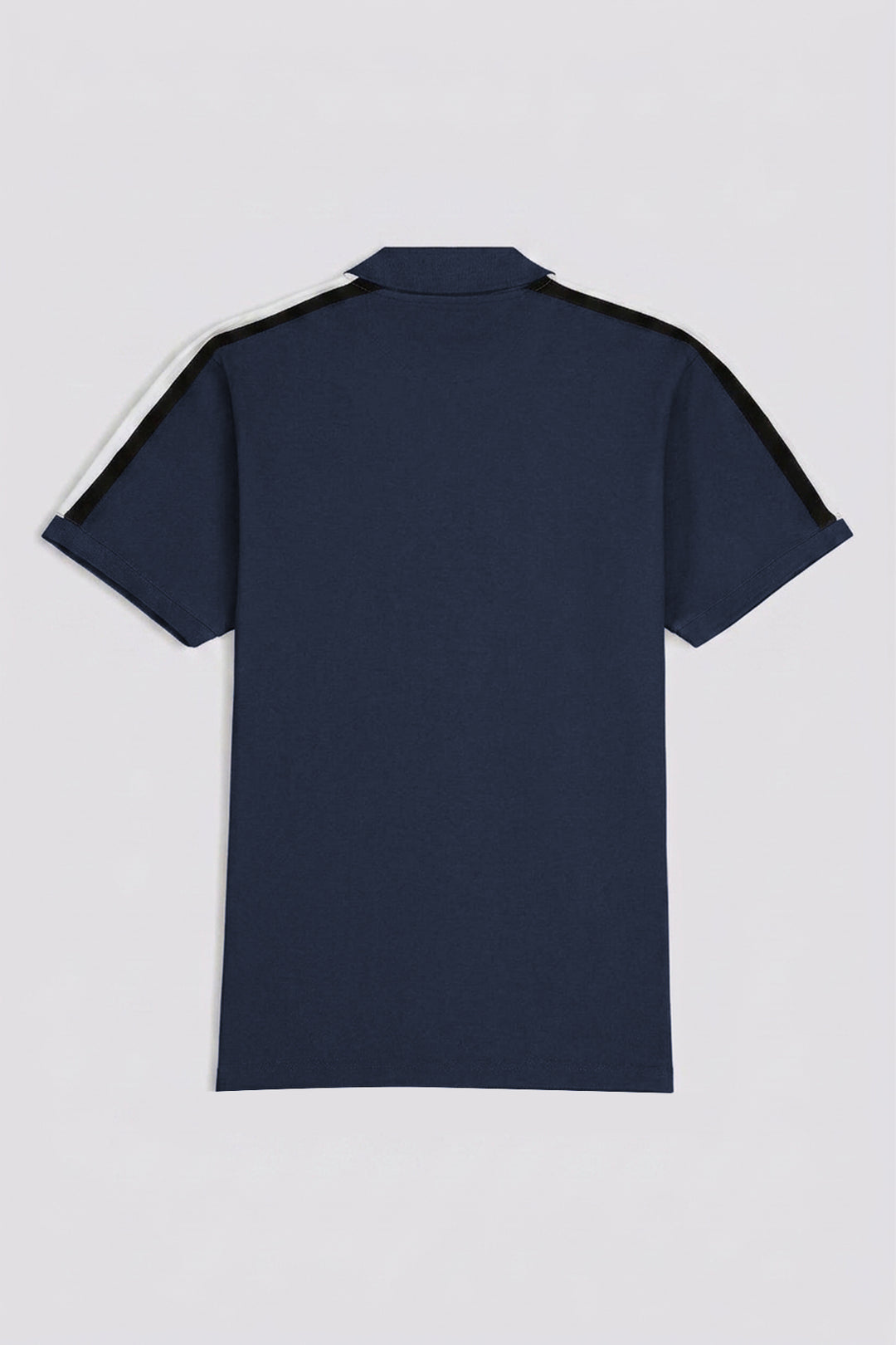 Navy Blue Cut & Sew Stripe Polo Shirt with '93' Embroidery (Plus Size) - S26 - MP0640P