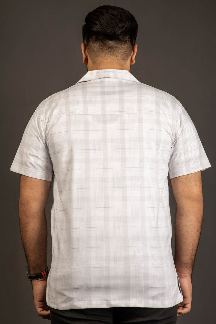 White Plaid Casual Resort Shirt (Plus Size) - A24 - MS0069P