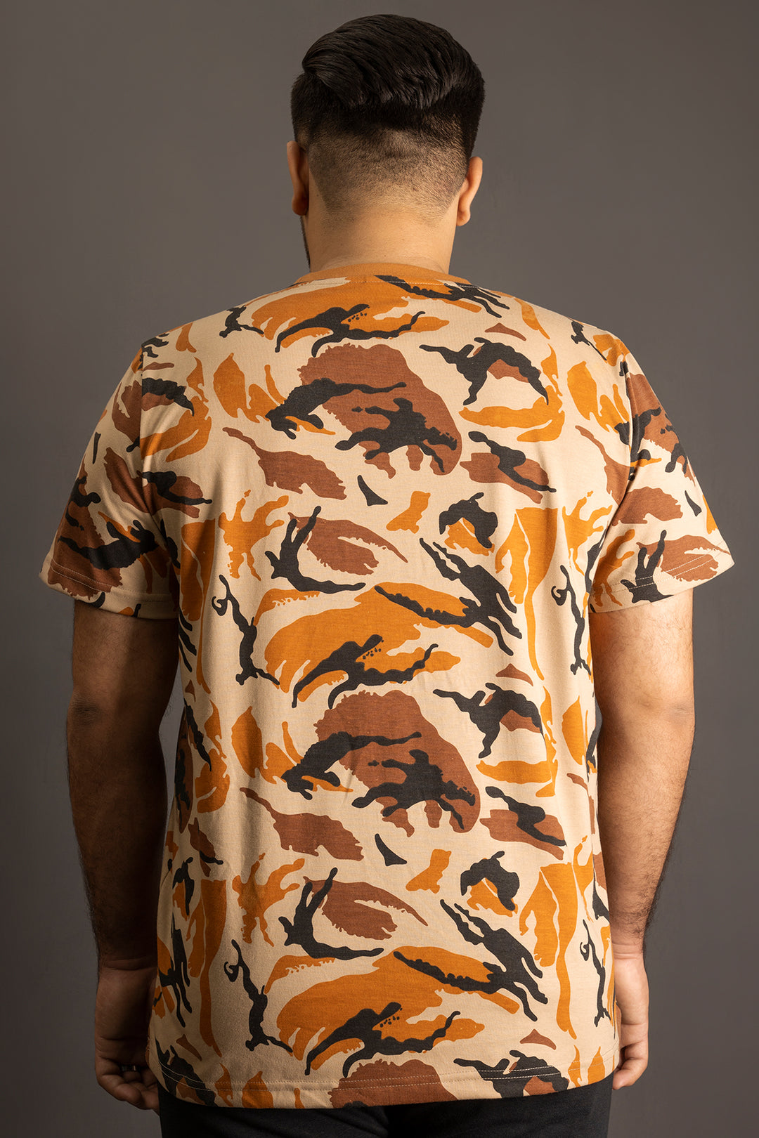 Nomad Camo Printed T-Shirt with Leather Patch (Plus Size) - A24 - MT0324P