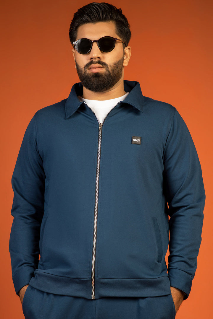Sclothers Blue Zipper Jacket (Plus Size) - W23 - MJ0013P