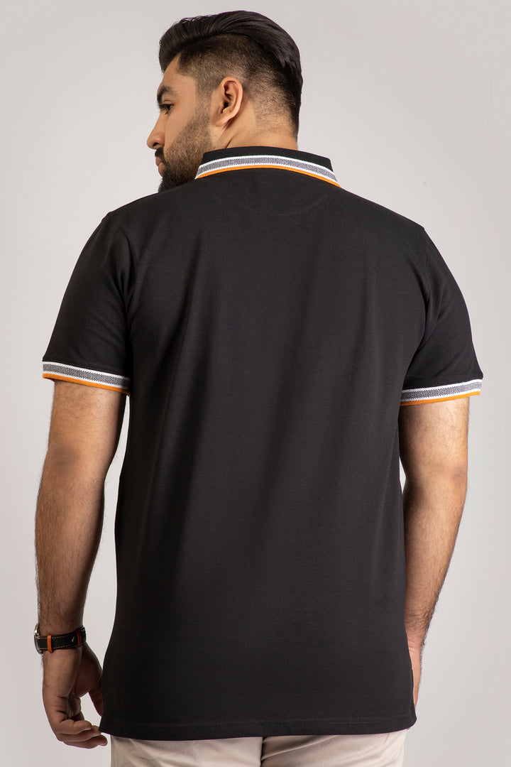 Black Jacquard Collar Polo Shirt (Plus size) - A24 - MP0258P