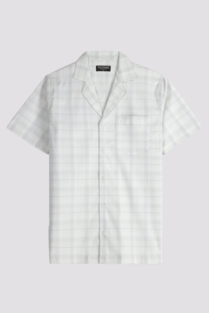 White Plaid Casual Resort Shirt - A24 - MS0069R