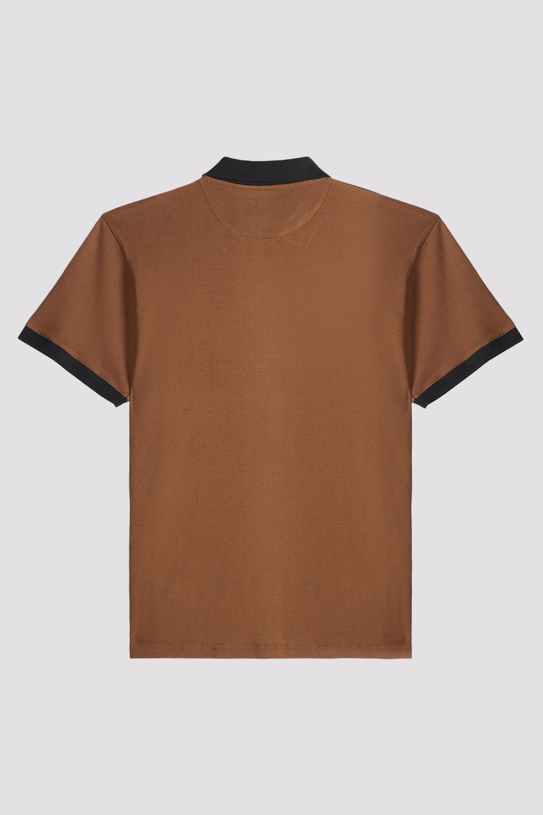 Brown Ribbed Knitted Polo Shirt - A24 - MP0244R