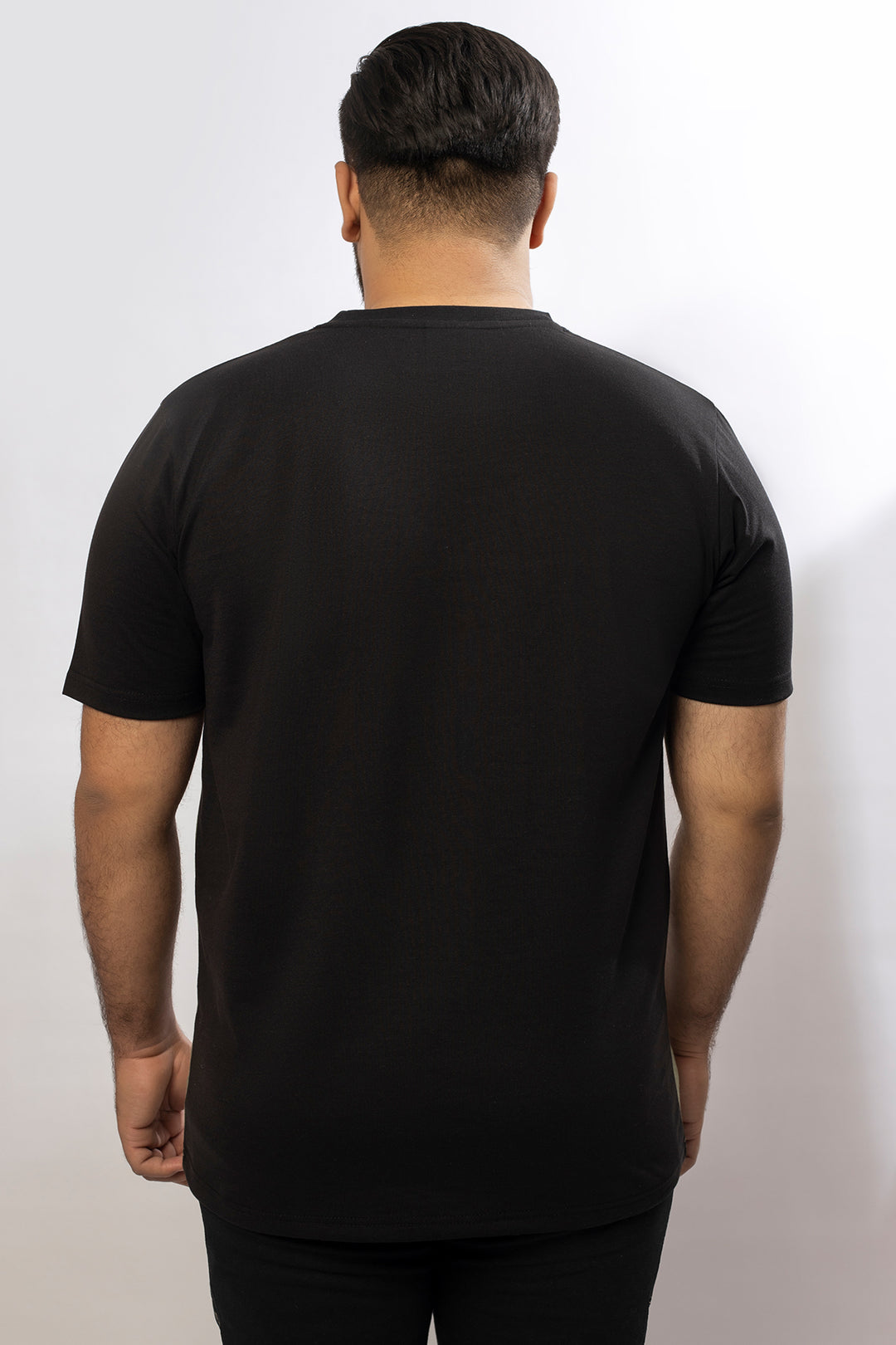 Black Tri-Color Graphic Printed T-Shirt (Plus Size) - A24 - MT0321P