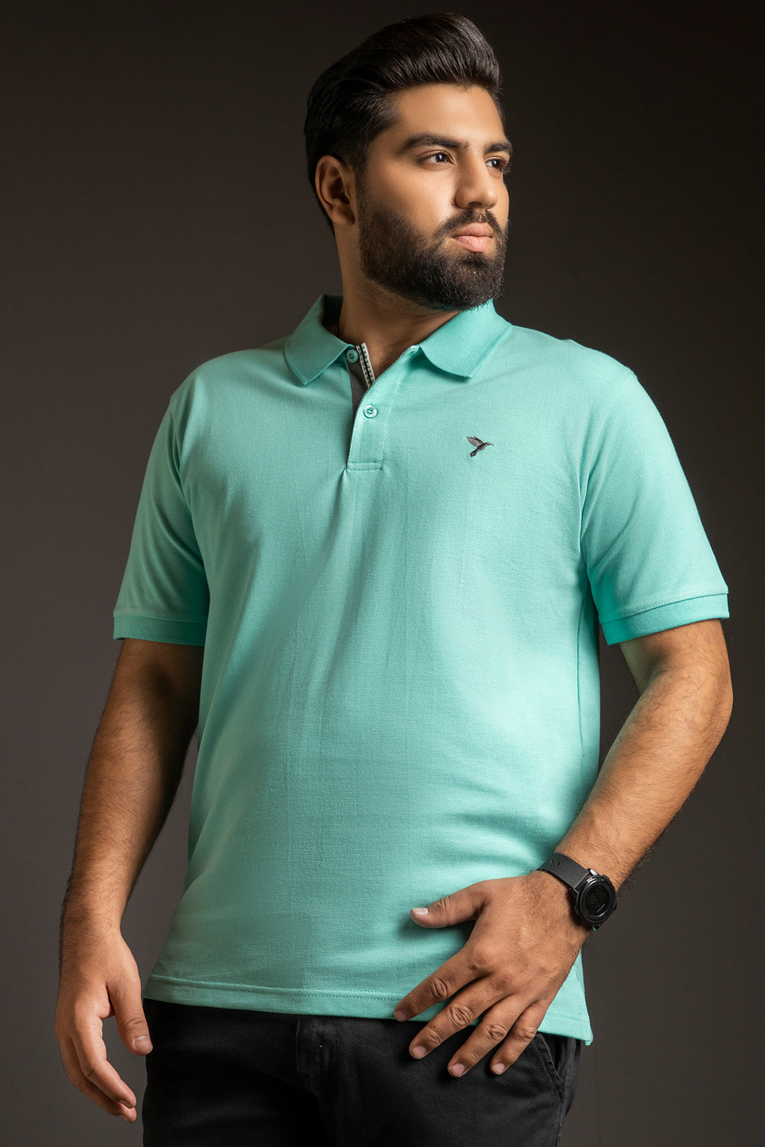 Pool Blue Embroidered Polo Shirt (Plus Size) - S23 - MP0217P