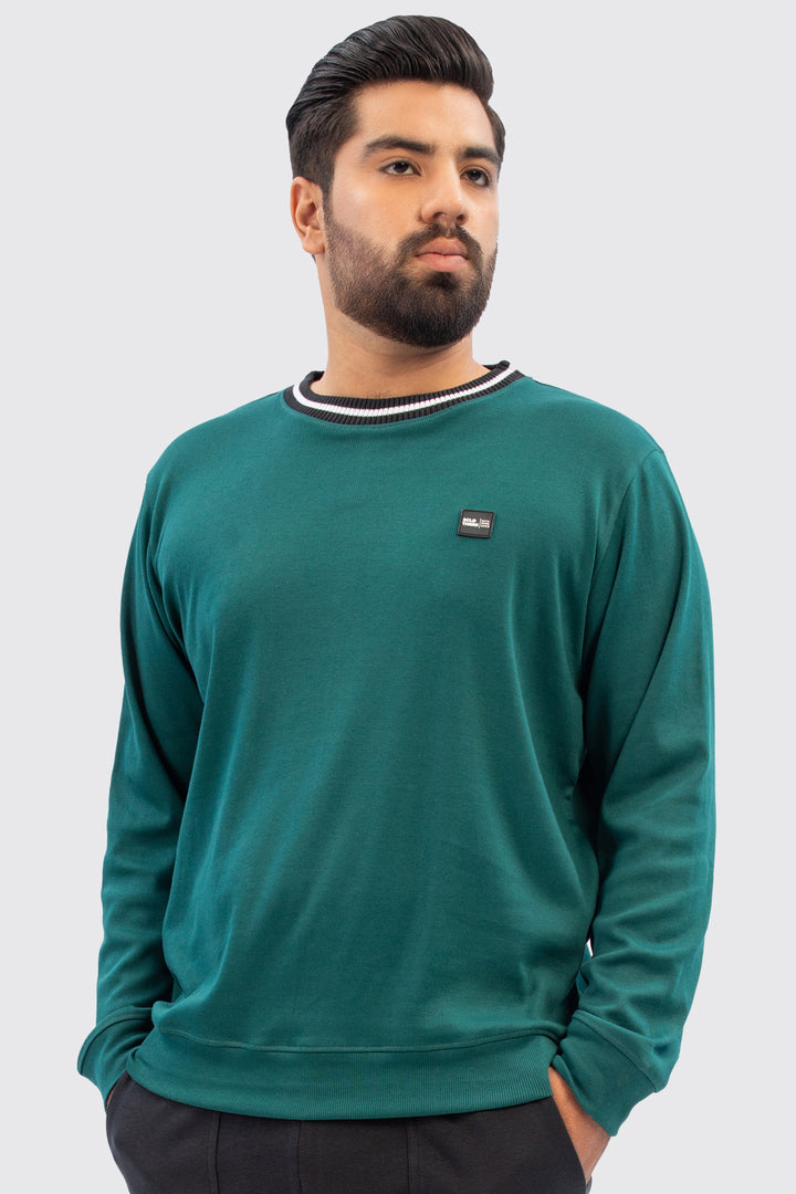 Dark Teal Contrast Rib Sweatshirt (Plus Size) - W23 - MSW080P