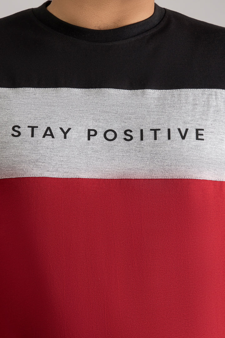Stay Positive Tri-Color T-Shirt (Plus size) - A24 - MT0317P