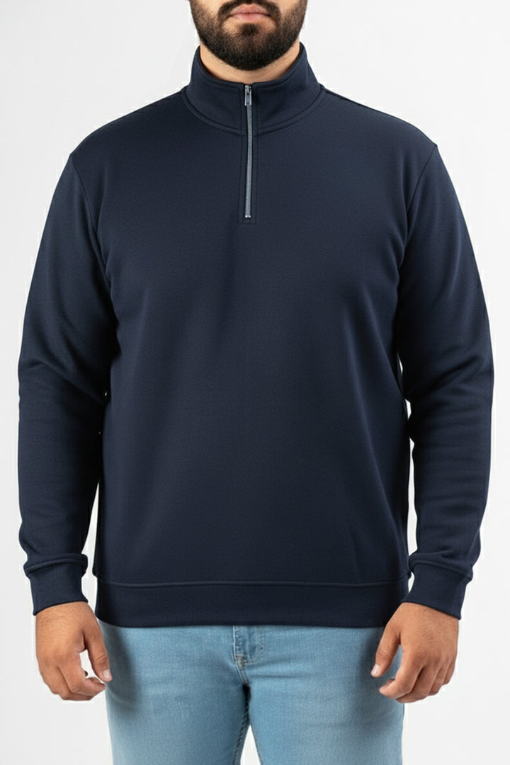 Navy Mock Neck Zip Sweatshirt - W25 - MSW106R