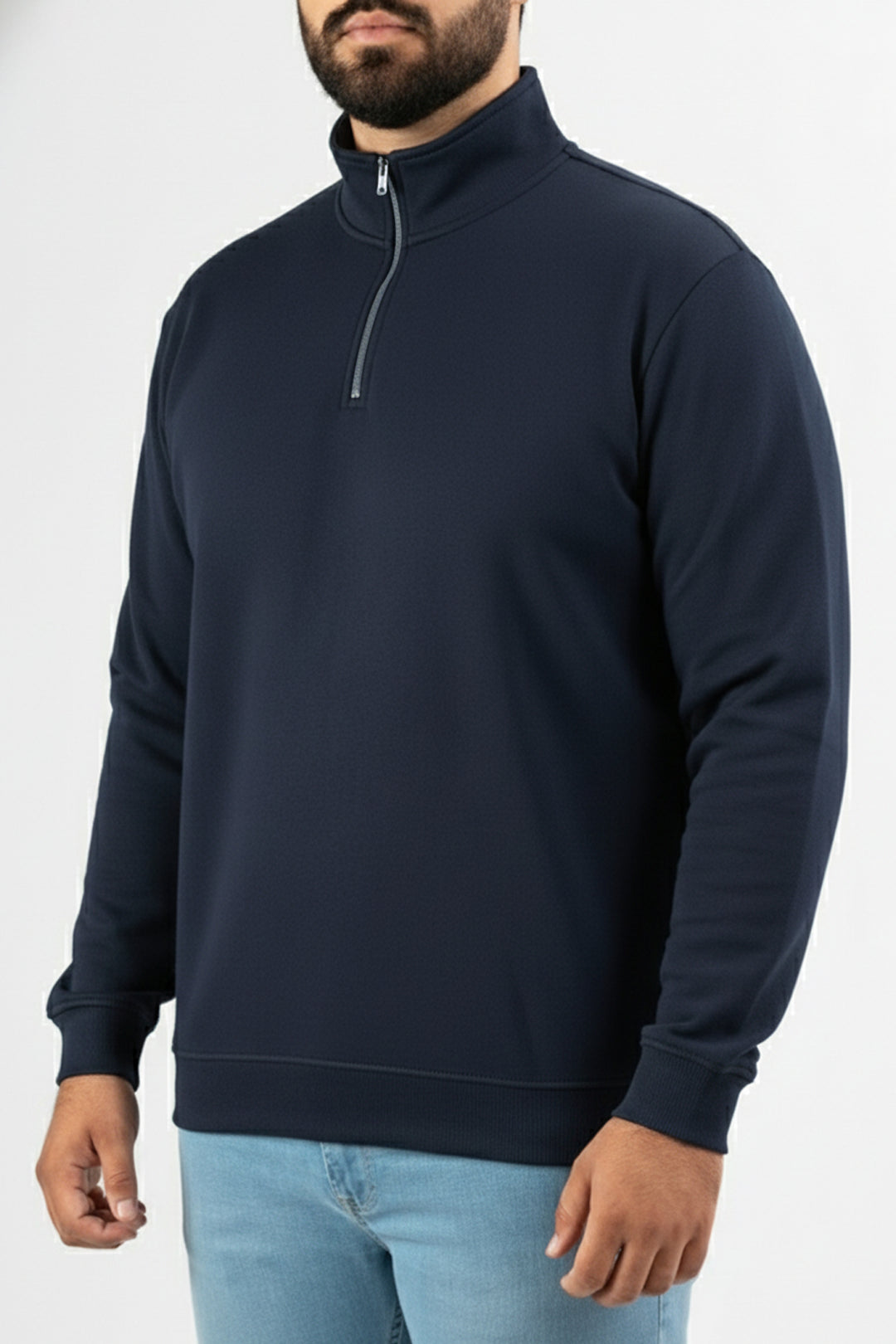 Navy Mock Neck Zip Sweatshirt - W25 - MSW106R