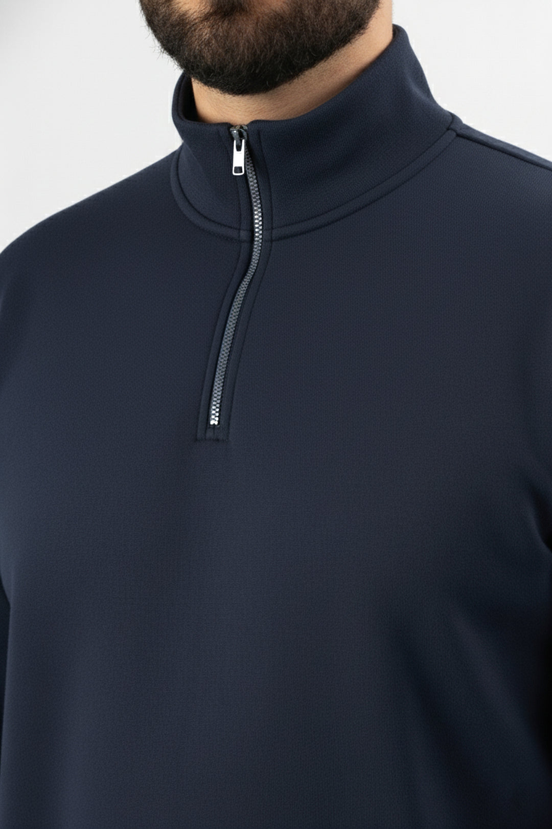 Navy Mock Neck Zip Sweatshirt - W25 - MSW106R
