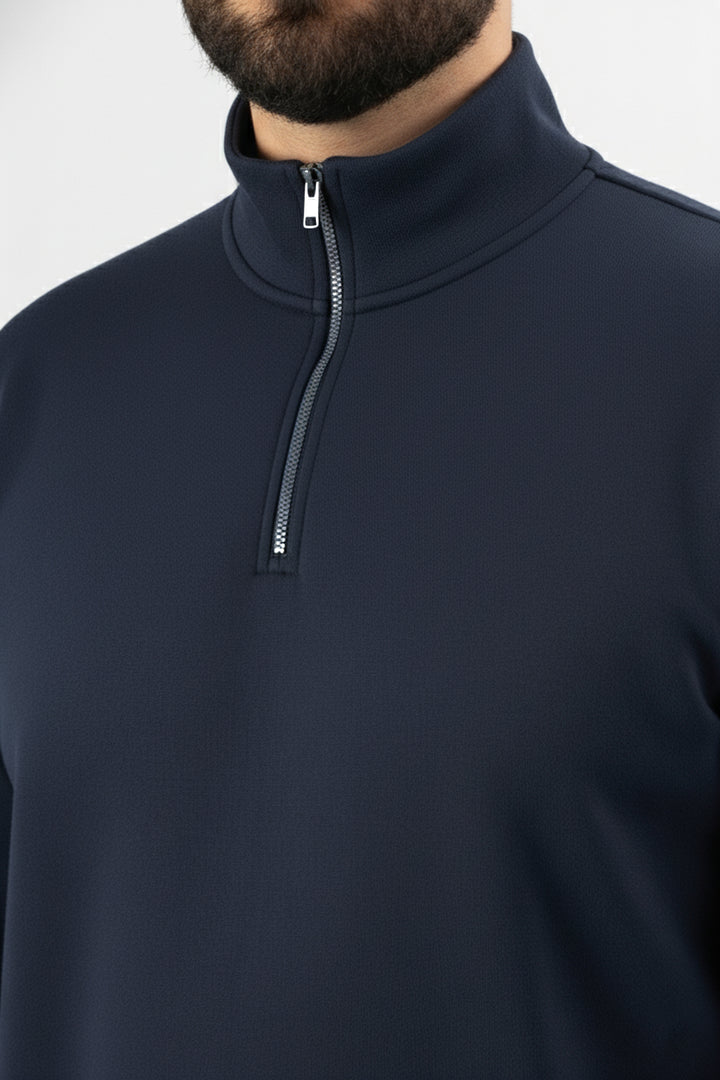 Navy Mock Neck Zip Sweatshirt - W25 - MSW106R