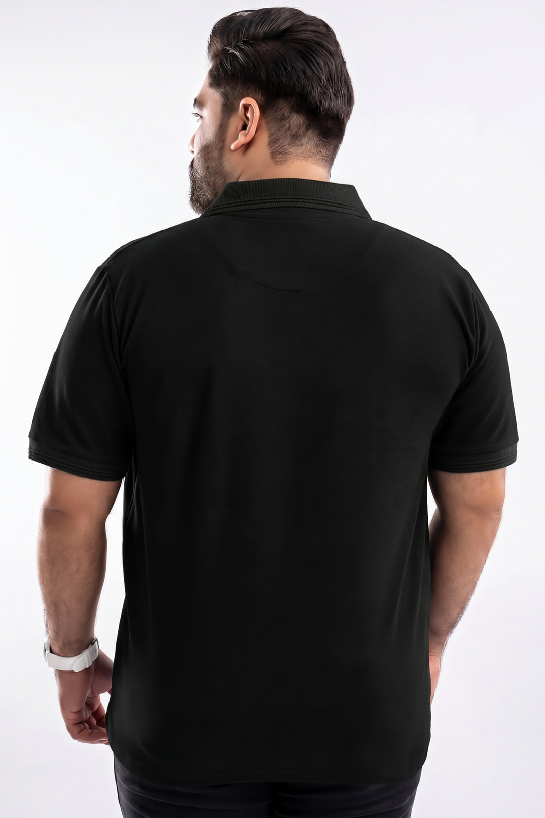 Black & Golden Embroidered Polo (Plus Size) - S26 -MP0701P