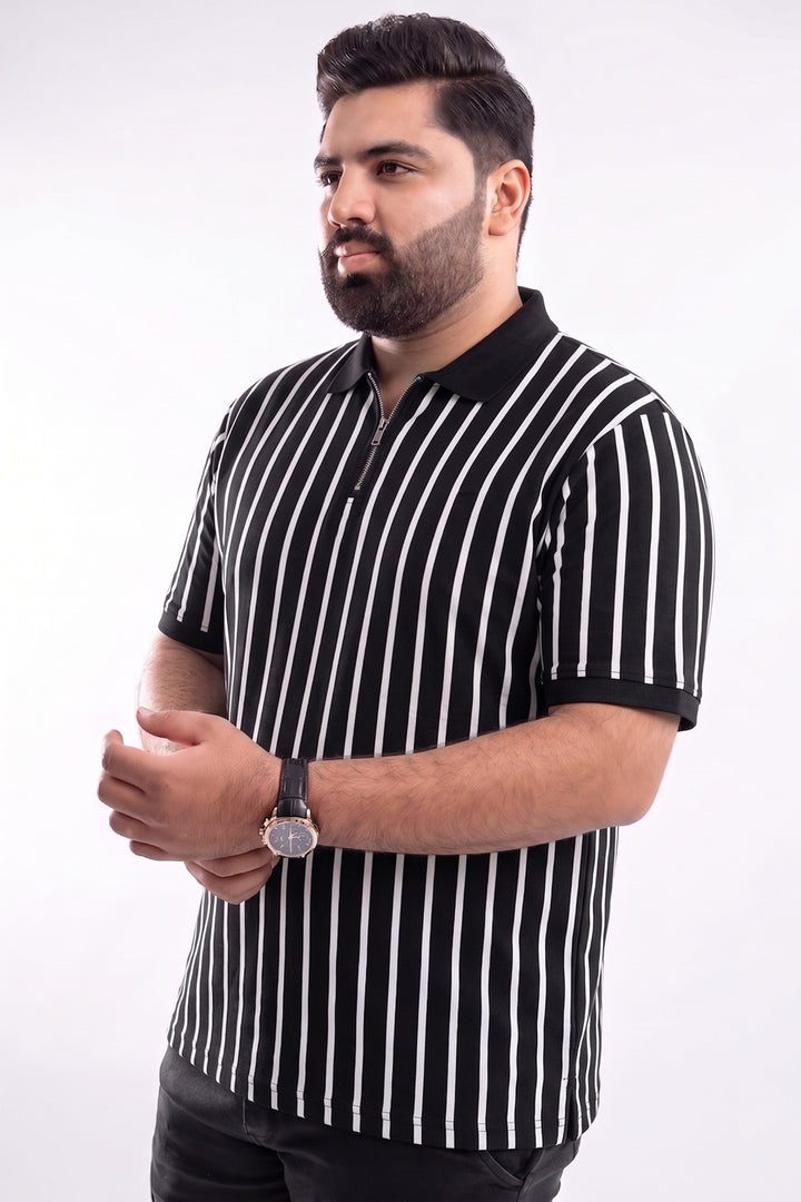 Monochrome Stripe Yarn Dyed Quarter Zip Polo - S26 - MP0619P