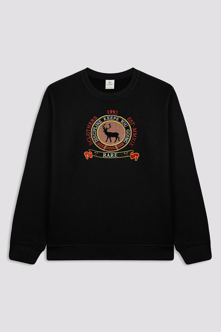 Rare Embroidered Black Sweatshirt - W22 - MSW061R