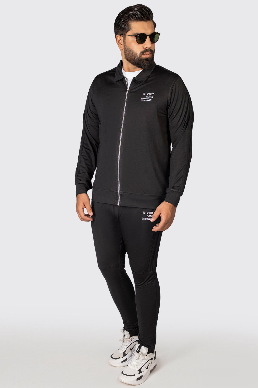Go-Sporty Black Polyester Zipper Jacket (Plus Size) - W23 - MJ0014P