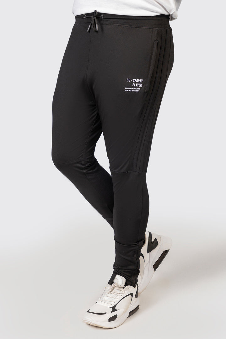 Go Sporty Black Polyester Tracksuit (Plus Size) - W23 - MHC009P