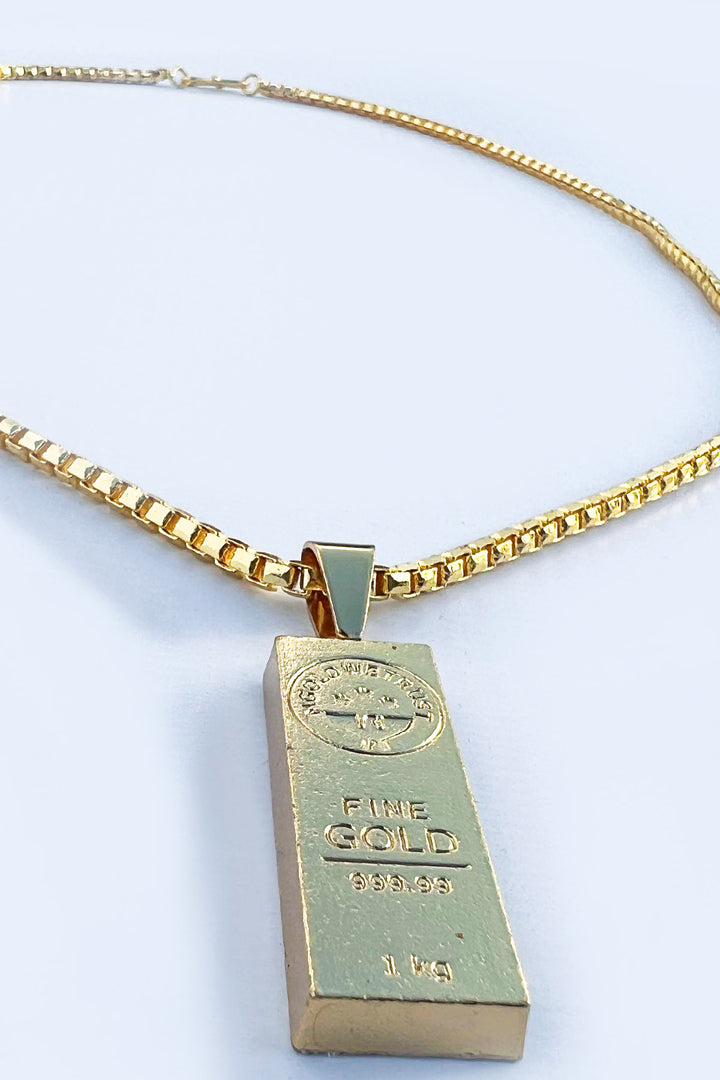 Gold Bar Street Design Necklace - S23 - WJW0027
