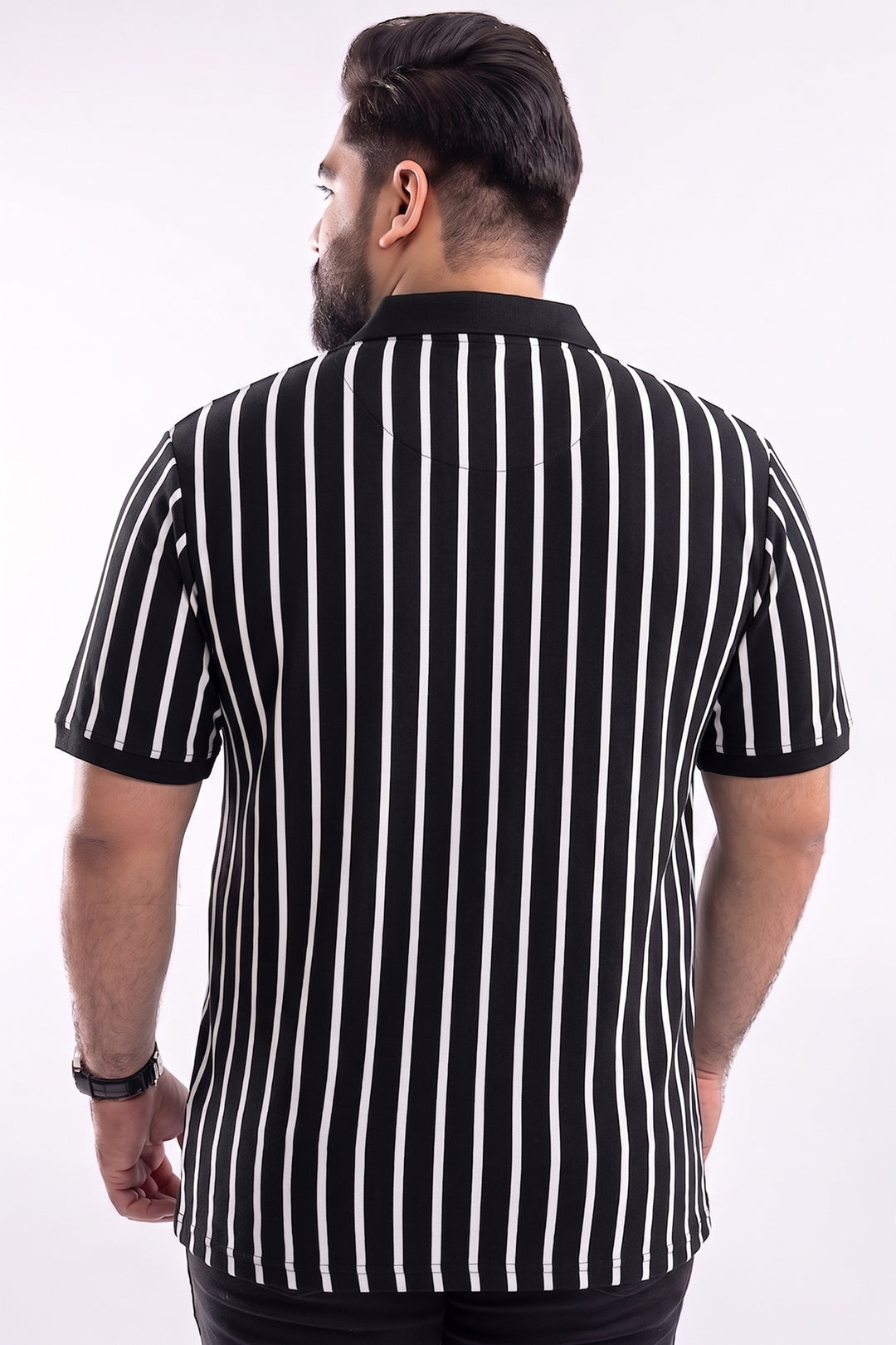 Monochrome Stripe Yarn Dyed Quarter Zip Polo - S26 - MP0619P