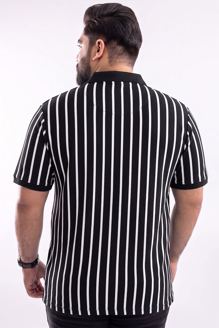 Monochrome Stripe Yarn Dyed Quarter Zip Polo - S26 - MP0619P