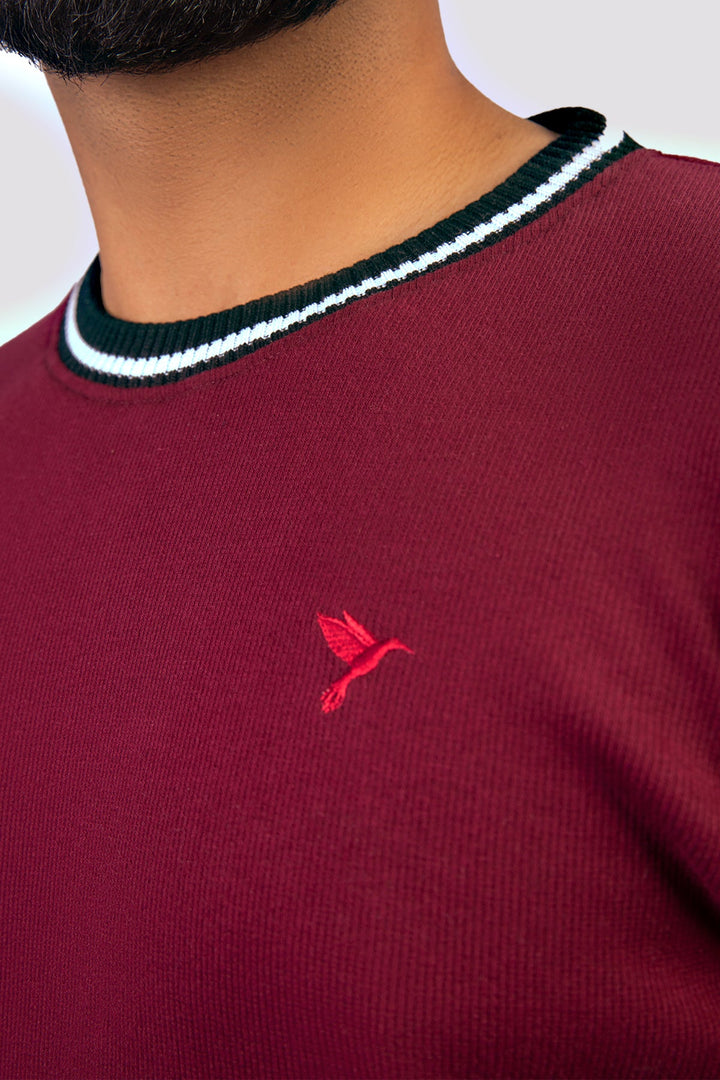 Maroon Textured Rib Sweatshirt - W23 - MSW078R