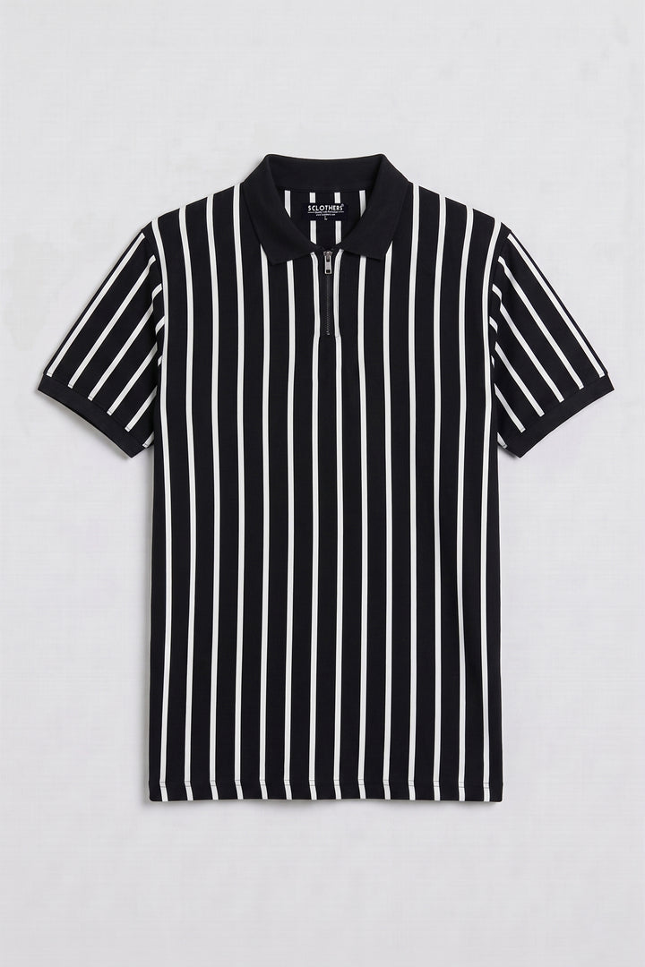 Monochrome Stripe Yarn Dyed Quarter Zip Polo - S26 - MP0619P