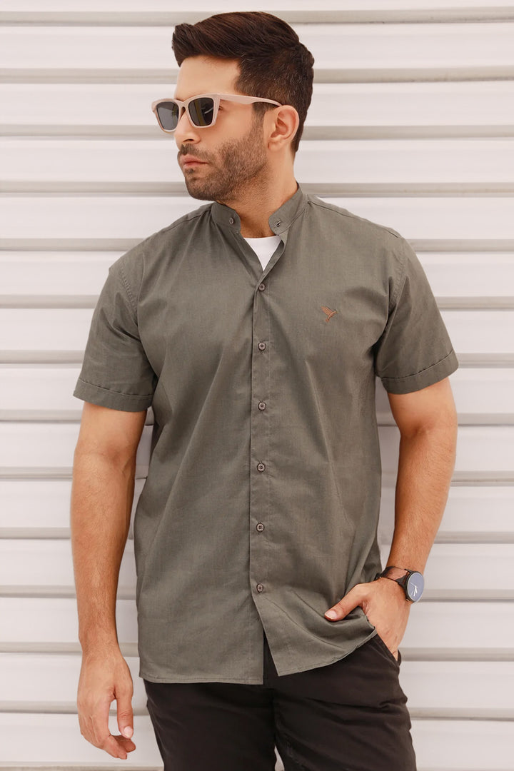 Ash Gray Casual Half Sleeve Shirt - S22 - MS0034R