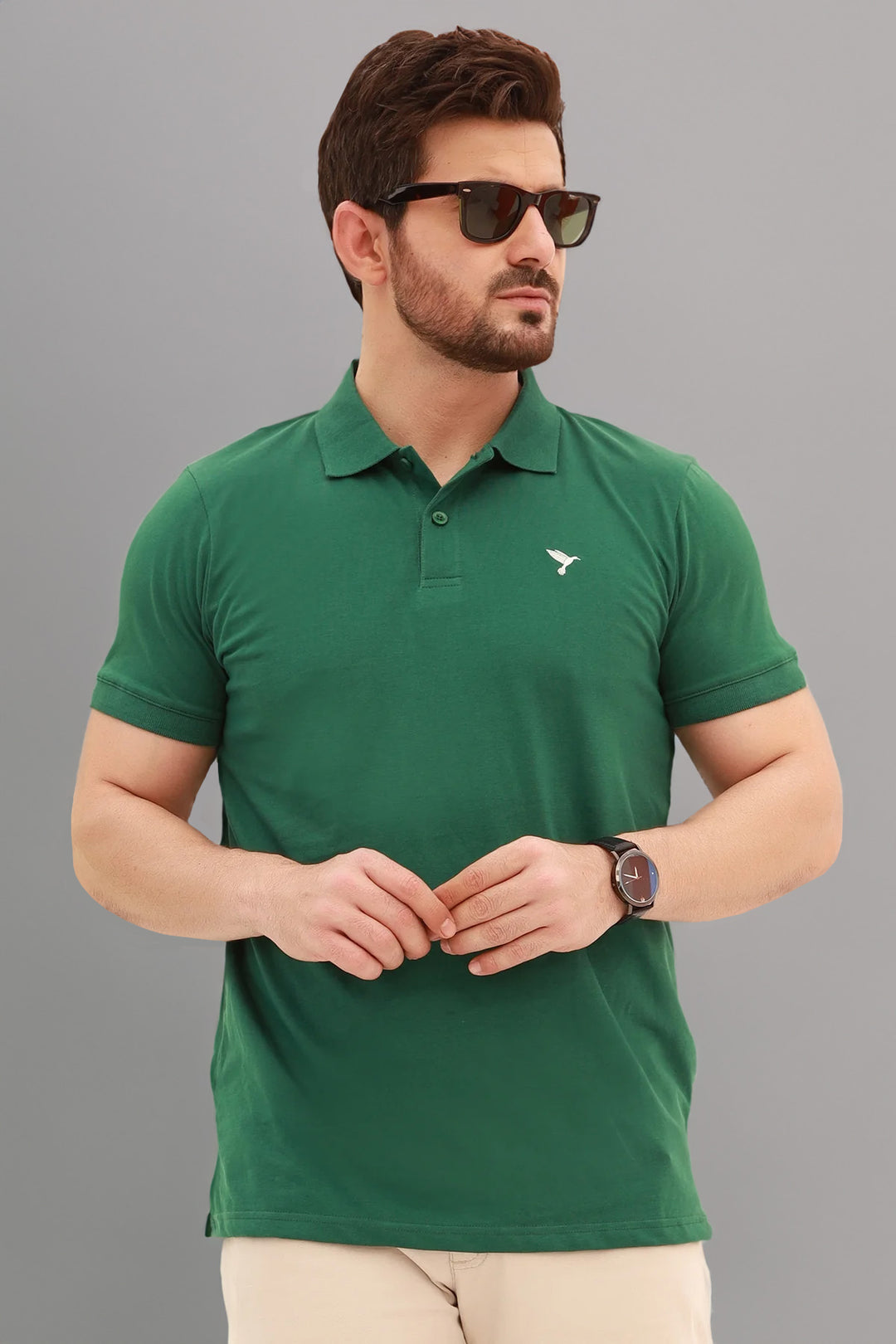 Pasture Green Embroidered Polo Shirt - S22 - MP0111R
