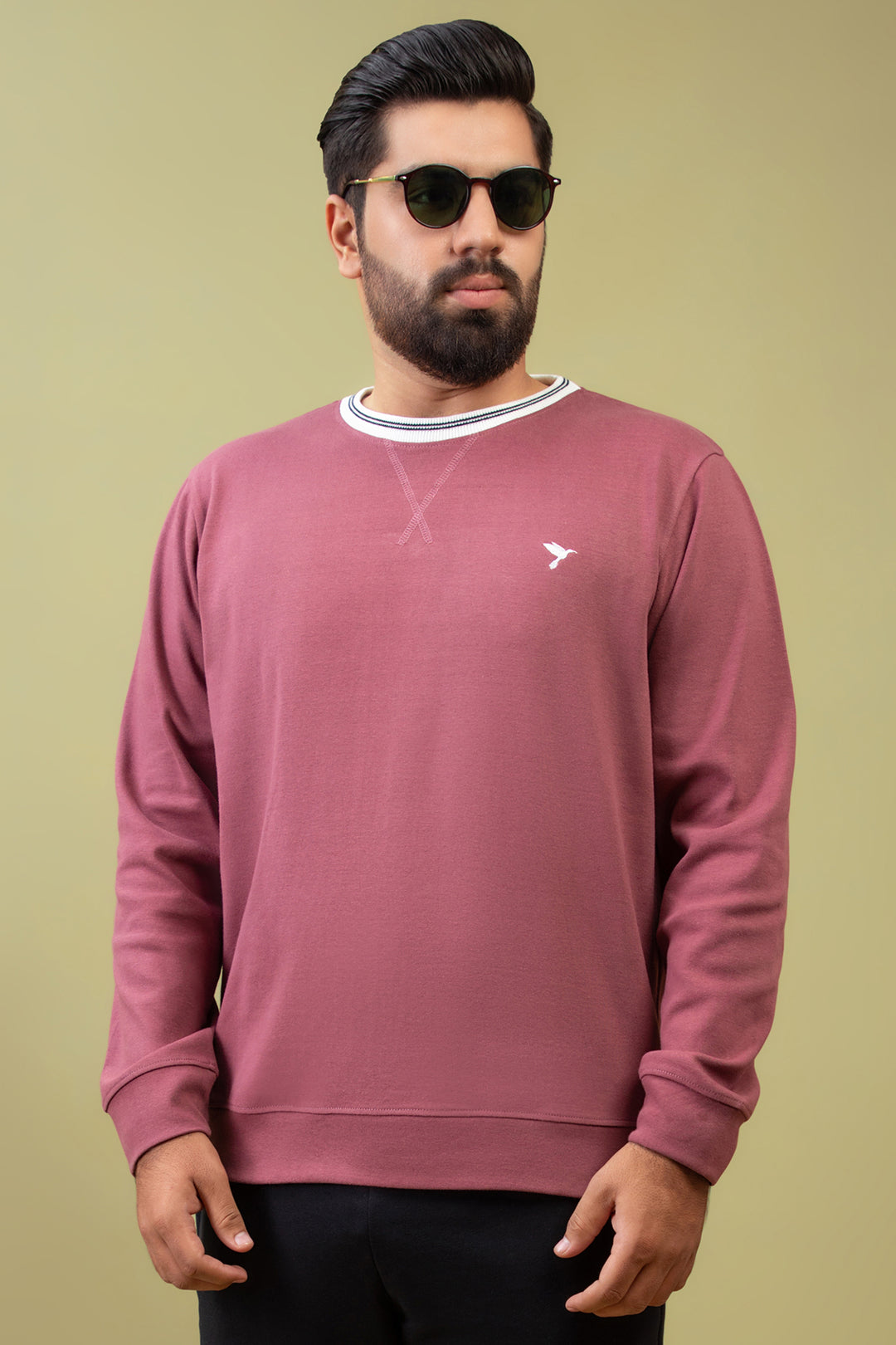 Dusty Rose Embroidered Sweatshirt (Plus Size) - W23 - MSW081P