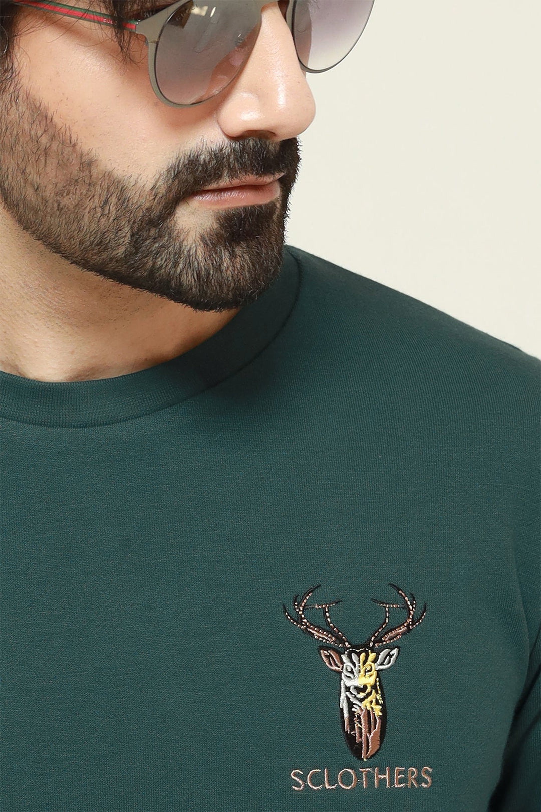 Deep Teal Resolute Embroidered Sweatshirt - W23 - MSW077R