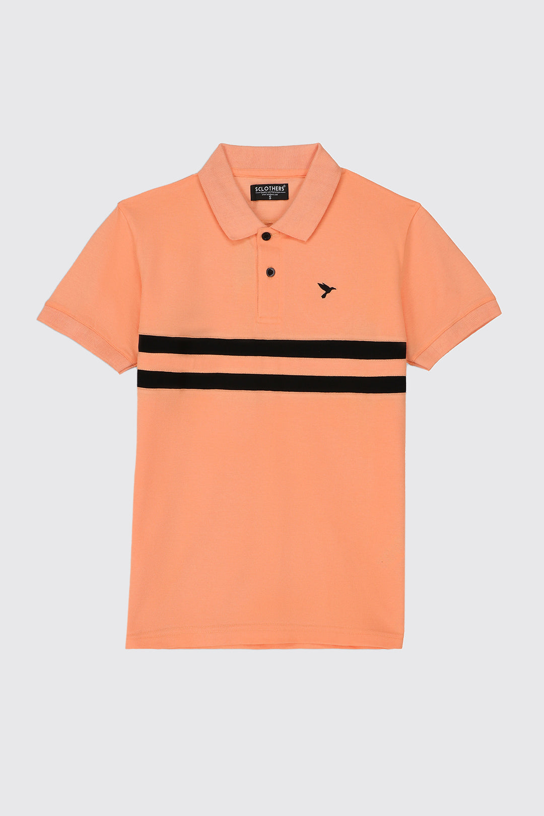 Orange Contrast Panelled Embroidered Polo Shirt (Plus Size) - S23 - MP0230P