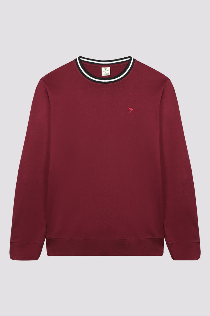 Maroon Textured Rib Sweatshirt (Plus Size) - W23 - MSW078P