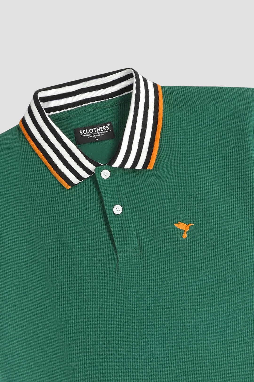 Green Contrast Striped Collar Polo Shirt - A24 - MP0245R
