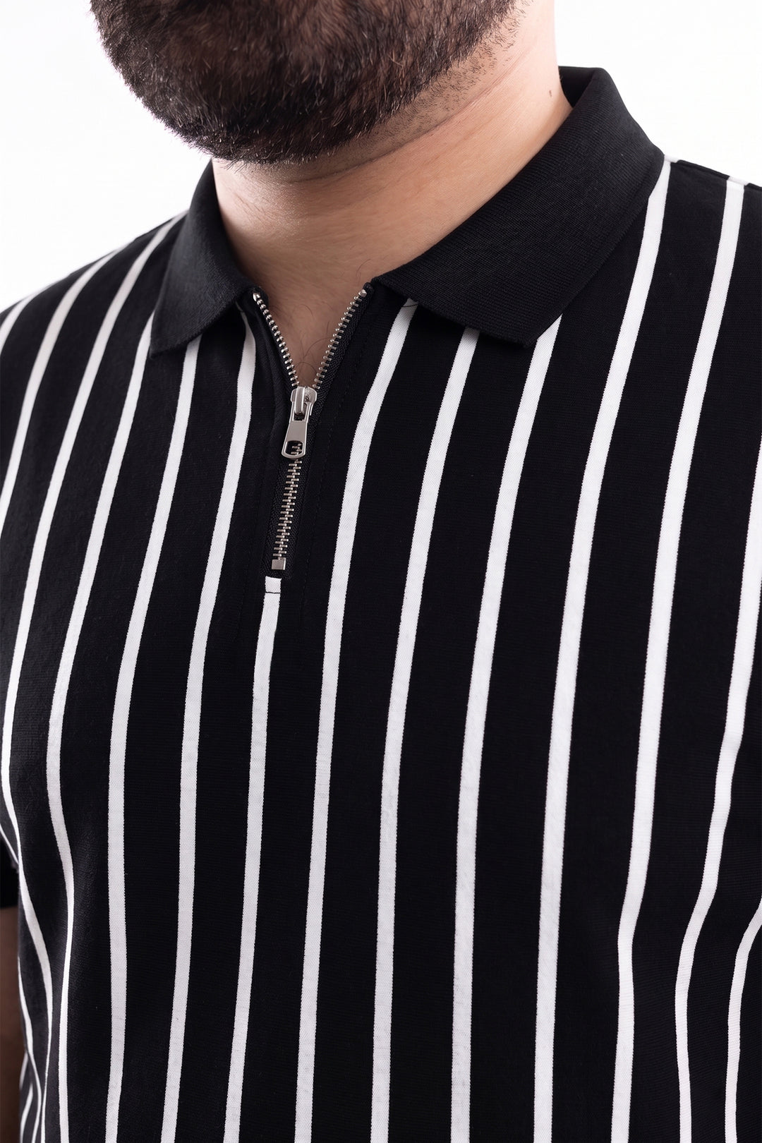 Monochrome Stripe Yarn Dyed Quarter Zip Polo - S26 - MP0619P