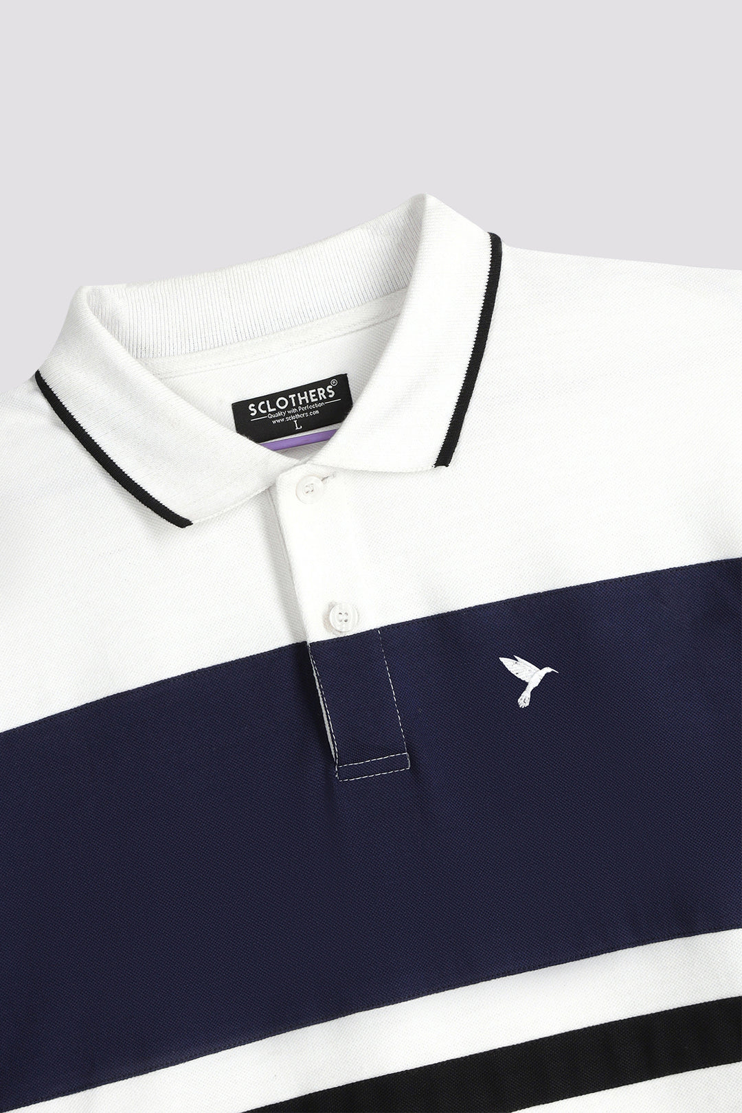 White Contrast Panelled Polo Shirt - A24 - MP0247R