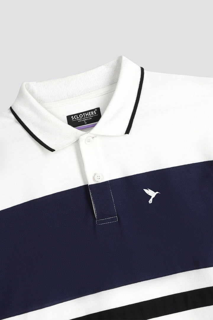 White Contrast Panelled Polo Shirt - A24 - MP0247R