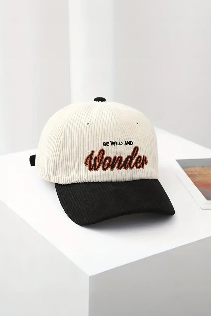 Black Wonder Embroidered Corduroy Cap  - S23 - MCP112R