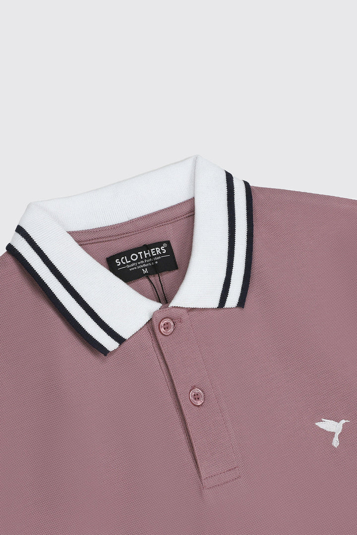 Rusty Pink Yarn Dyed Collar Polo Shirt (Plus Size) - S23 - MP0225P