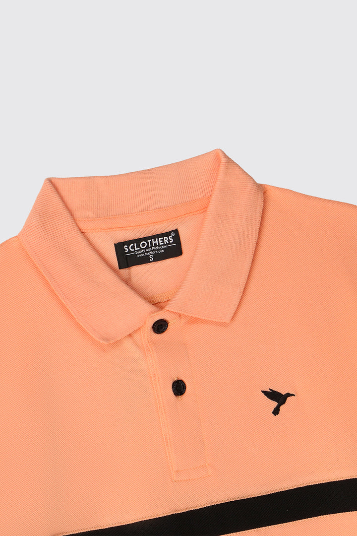 Orange Contrast Panelled Embroidered Polo Shirt - S23 - MP0230R