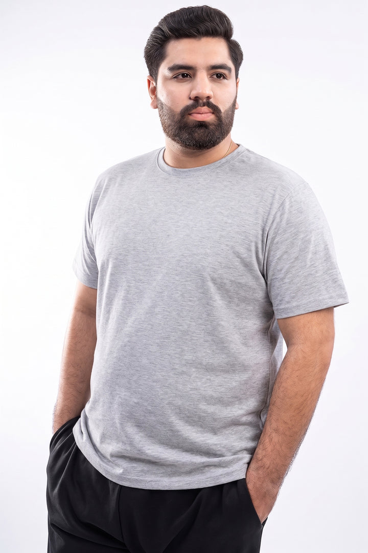 Heather Grey Crew Neck Jersey T-Shirt - (Plus size) - S26 - MT0540P