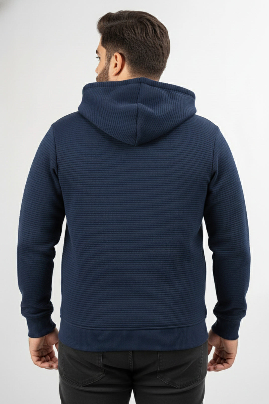 Blue Linear Texture Hoodie (Plus Size) - W25 - MH0097P