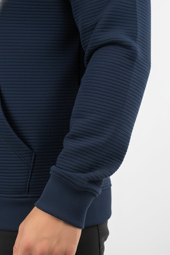 Blue Linear Texture Hoodie (Plus Size) - W25 - MH0097P